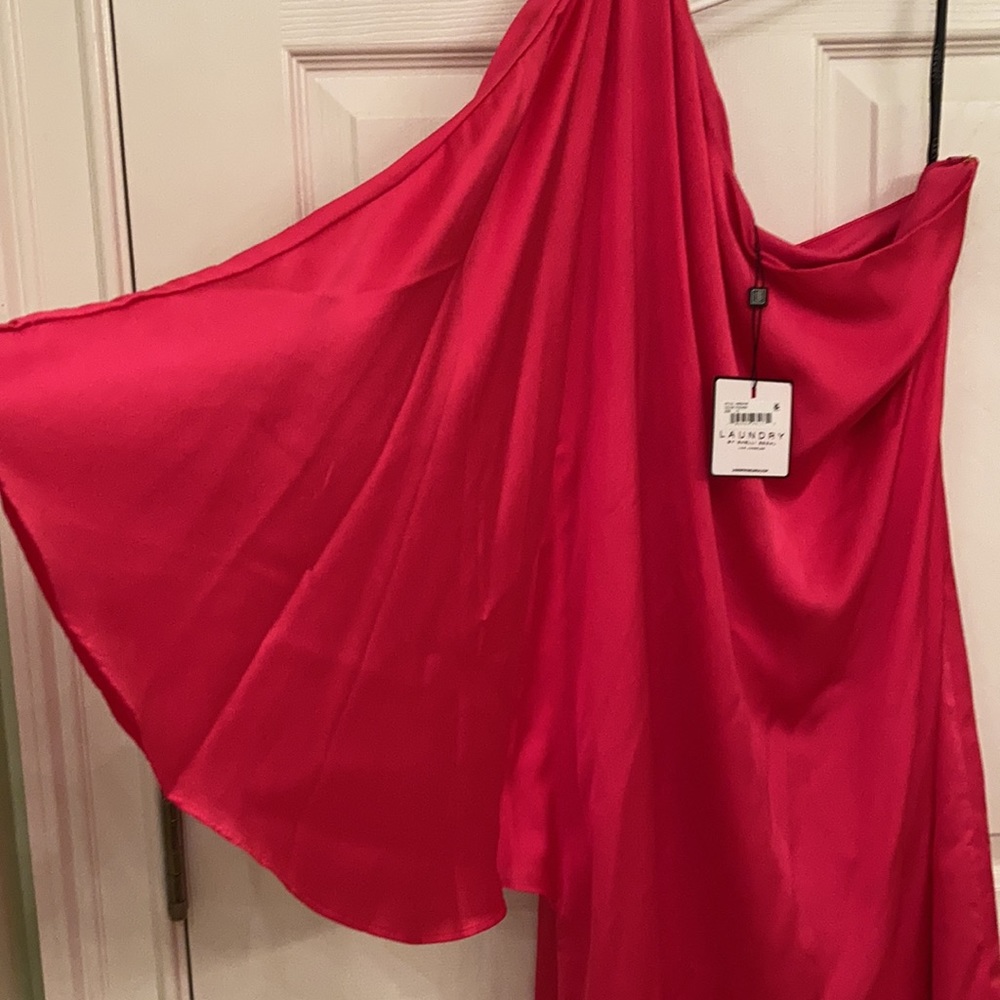LAUNDRY by Shelli Segal Fuschia One Shoulder Women Cocktail Dress Sz10 NWT - Picture 2 of 5